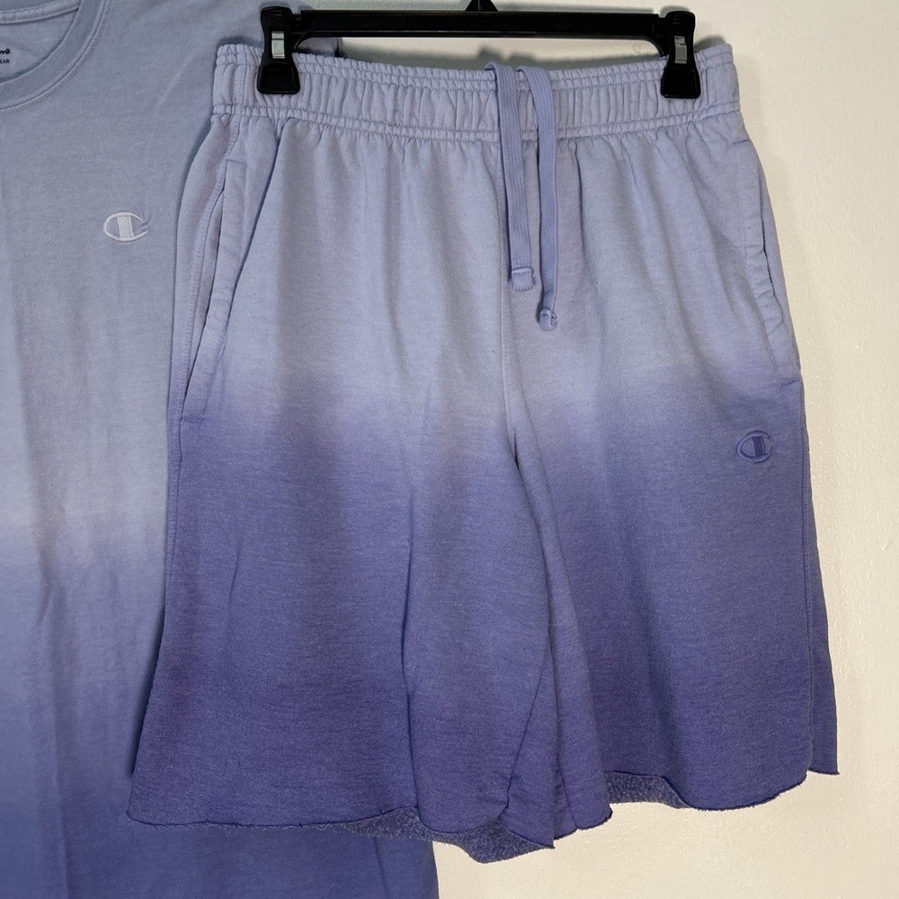 Champion Ombré Men T Shirt XL & Short M Set Blue Purple 6372 - Picture 6 of 10